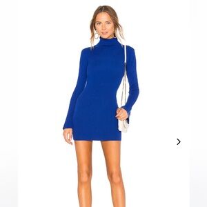 🎉HP🎉 Lovers + Friends Unstoppable Mini Sweater Dress Bodycon Turtleneck Blue
